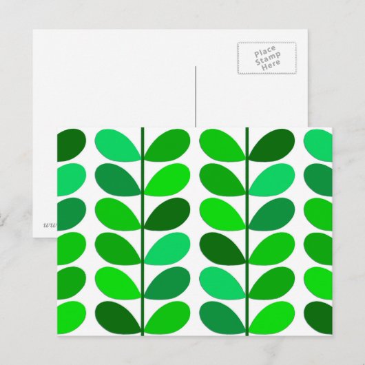 Mid Century Danish Leaves, Emerald and Lime Green Briefkaart (Voorkant / Achterkant)