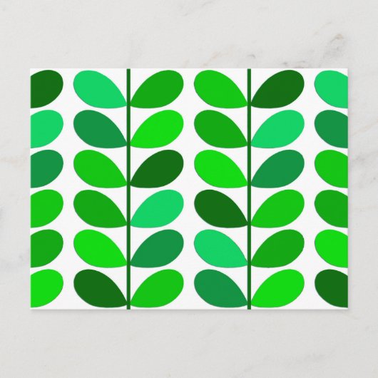 Mid Century Danish Leaves, Emerald and Lime Green Briefkaart (Voorkant)