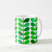 Mid Century Danish Leaves, Emerald and Lime Green Koffiemok (Voorkant rechts)