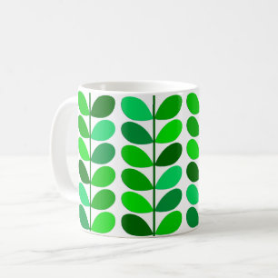 Mid Century Danish Leaves, Emerald and Lime Green Koffiemok