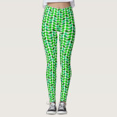 Mid Century Danish Leaves, Emerald and Lime Green Leggings (Voorkant)