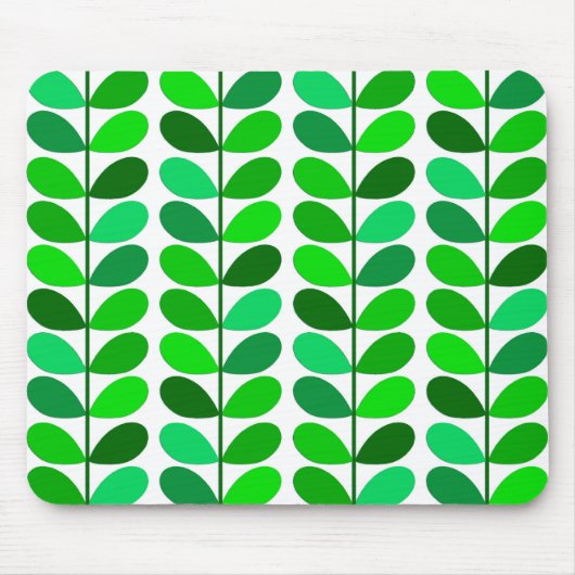 Mid Century Danish Leaves, Emerald and Lime Green Muismat (Voorkant)