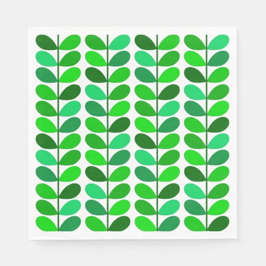 Mid Century Danish Leaves, Emerald and Lime Green Servet (Voorkant)