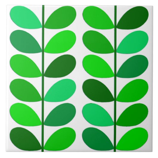 Mid Century Danish Leaves, Emerald and Lime Green Tegeltje (Voorkant)