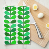 Mid Century Danish Leaves, Emerald and Lime Green Theedoek (Quarter Fold)