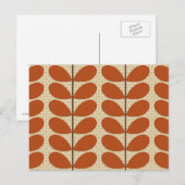 Mid Century Danish Leaves, Rust Brown en Beige Briefkaart (Voorkant / Achterkant)