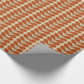 Mid Century Danish Leaves, Rust Brown en Beige Cadeaupapier (Hoek)