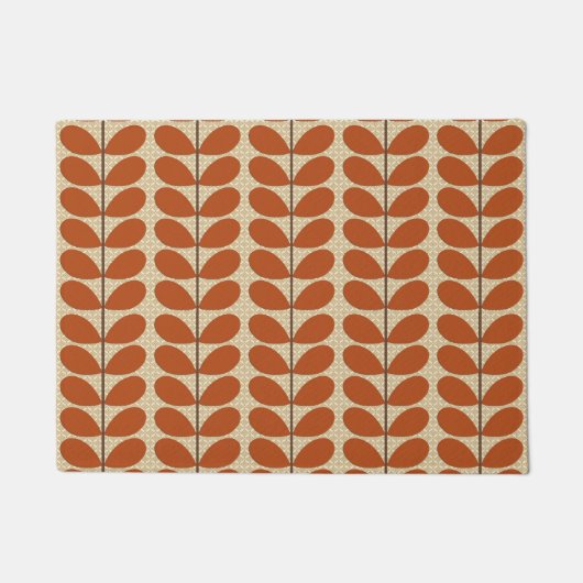 Mid Century Danish Leaves, Rust Brown en Beige Deurmat (Voorkant)