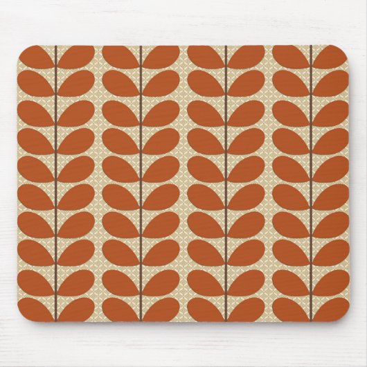 Mid Century Danish Leaves, Rust Brown en Beige Muismat (Voorkant)