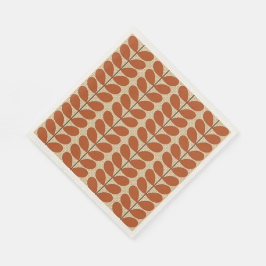 Mid Century Danish Leaves, Rust Brown en Beige Servet (Hoek)