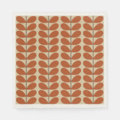 Mid Century Danish Leaves, Rust Brown en Beige Servet (Voorkant)