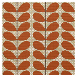 Mid Century Danish Leaves, Rust Brown en Beige Stof