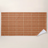 Mid Century Danish Leaves, Rust Brown en Beige Strandlaken (Voorkant)