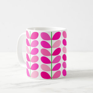 Mid Century Deense bladeren, tinten van Fuchsia ro Koffiemok