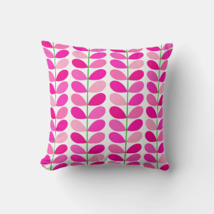 Mid Century Deense bladeren, tinten van Fuchsia ro Kussen
