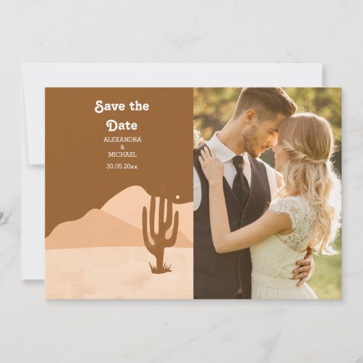 Mid Century Desert Bruiloft Save The Date (Voorkant)