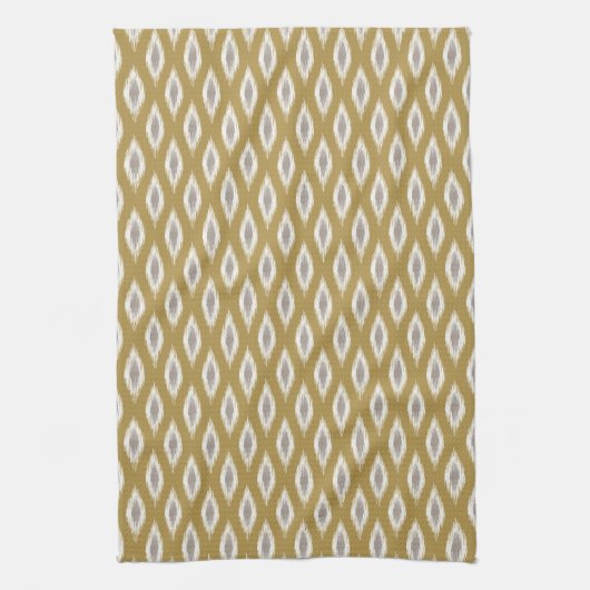Mid Century Design Ikat in goud en grijs Theedoek (Verticaal)