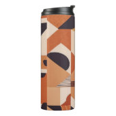 Mid Century design naam & monogram warme kleuren v Thermosbeker (Gedraaid links)