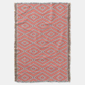 Mid Century Diamond Pattern Coral, zwart en wit Deken (Voorkant Verticaal)
