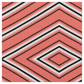Mid Century Diamond Pattern Coral, zwart en wit Stof (Close Up)
