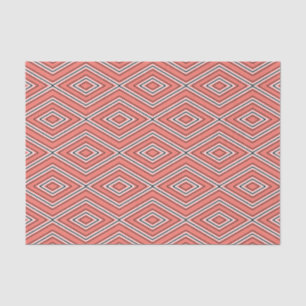 Mid Century Diamond Pattern Coral, zwart en wit Tissuepapier