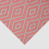 Mid Century Diamond Pattern Coral, zwart en wit Tissuepapier (Detail)