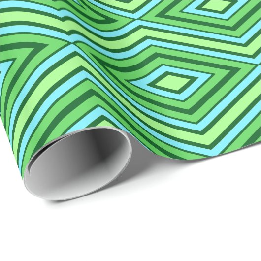 Mid Century Diamond Pattern Jade Green en Aqua Cadeaupapier (Rol Hoek)
