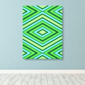 Mid Century Diamond Pattern Jade Green en Aqua Canvas Afdruk (Insitu (Houten vloer))