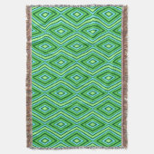 Mid Century Diamond Pattern Jade Green en Aqua Deken (Voorkant Verticaal)