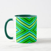 Mid Century Diamond Pattern Jade Green en Aqua Mok (Links)