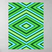 Mid Century Diamond Pattern Jade Green en Aqua Poster (Voorkant)
