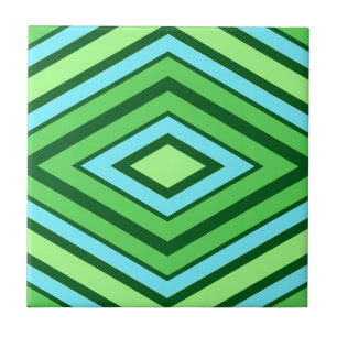 Mid Century Diamond Pattern Jade Green en Aqua Tegeltje