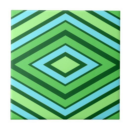Mid Century Diamond Pattern Jade Green en Aqua Tegeltje (Voorkant)