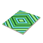 Mid Century Diamond Pattern Jade Green en Aqua Tegeltje (Zijkant)