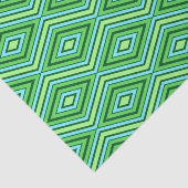 Mid Century Diamond Pattern Jade Green en Aqua Tissuepapier (Detail)
