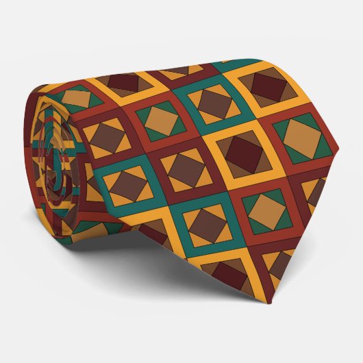 Mid Century Diamond Square Geometrisch Patroon Stropdas (Opgerold)