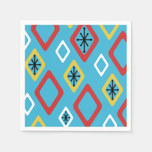 Mid Century Diamonds Blauw Rood Geel Servet