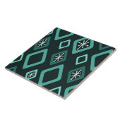 Mid Century Diamonds Blauwgroen Tegeltje (Zijkant)