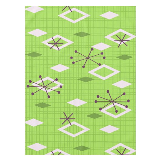 Mid Century Diamonds Starbursts Chartreuse Tafelkleed (Voorkant)