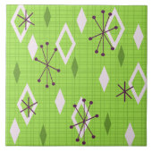 Mid Century Diamonds Starbursts Chartreuse Tegeltje (Voorkant)