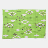 Mid Century Diamonds Starbursts Chartreuse Theedoek (Horizontaal)