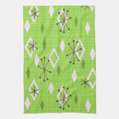 Mid Century Diamonds Starbursts Chartreuse Theedoek (Verticaal)