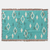 Mid Century Diamonds Starbursts Turquoise Deken (Voorkant)