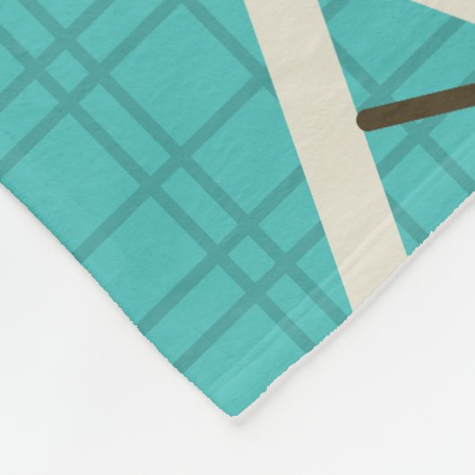 Mid Century Diamonds Starbursts Turquoise Fleece Deken (Hoek)