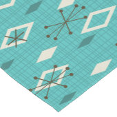 Mid Century Diamonds Starbursts Turquoise Korte Tafelloper (Hoek)