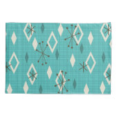 Mid Century Diamonds Starbursts Turquoise Kussensloop (Achterkant)