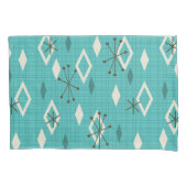Mid Century Diamonds Starbursts Turquoise Kussensloop (Voorkant)