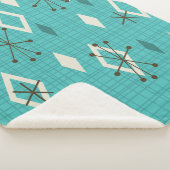 Mid Century Diamonds Starbursts Turquoise Sherpa Deken (3/4)