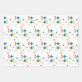 Mid Century Diamonds Starbursts Turquoise Sinaasap Inpakpapier Vel (Voorkant)