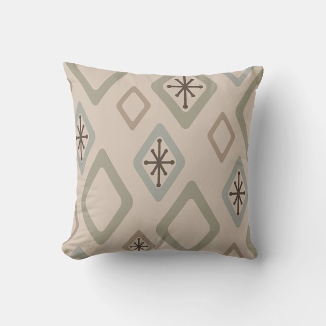 Mid Century Diamonds Zachte Neutralen Kussen (Voorkant)